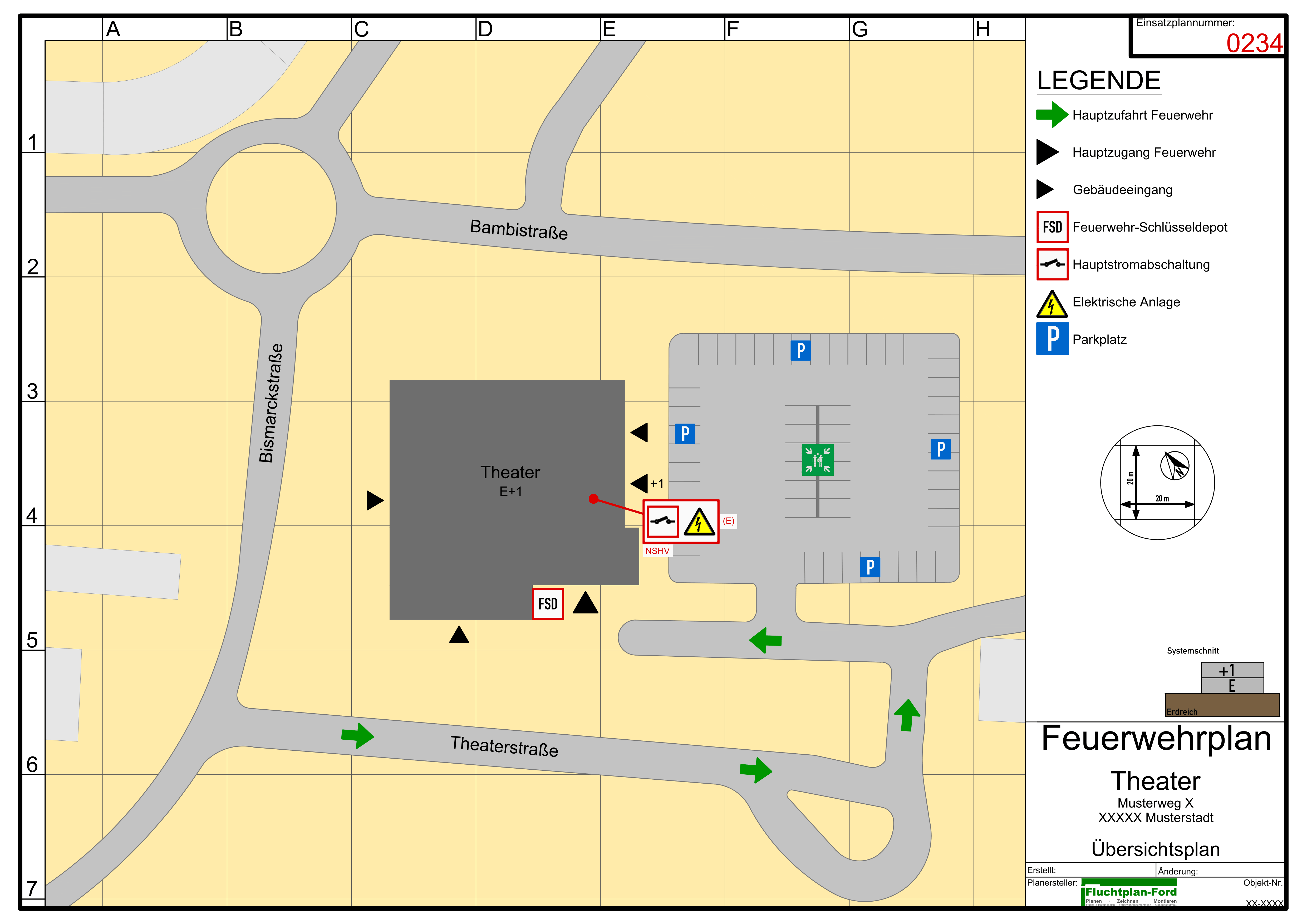Muster eines Feuerwehrplans